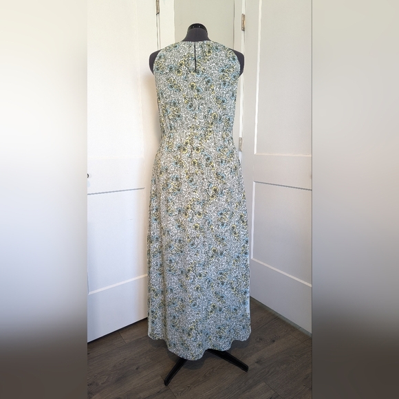 Mi Ami Womens Maxi Dress Plus Size XL Halter Neckline Floral Turquoise Yellow - Picture 3 of 8